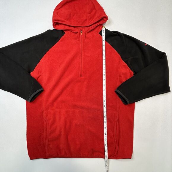 Nike Therma Fit Fleece 1/4 Zip Pullover Hoodie Womens Small Red Black Colorblock - Picture 7 of 8